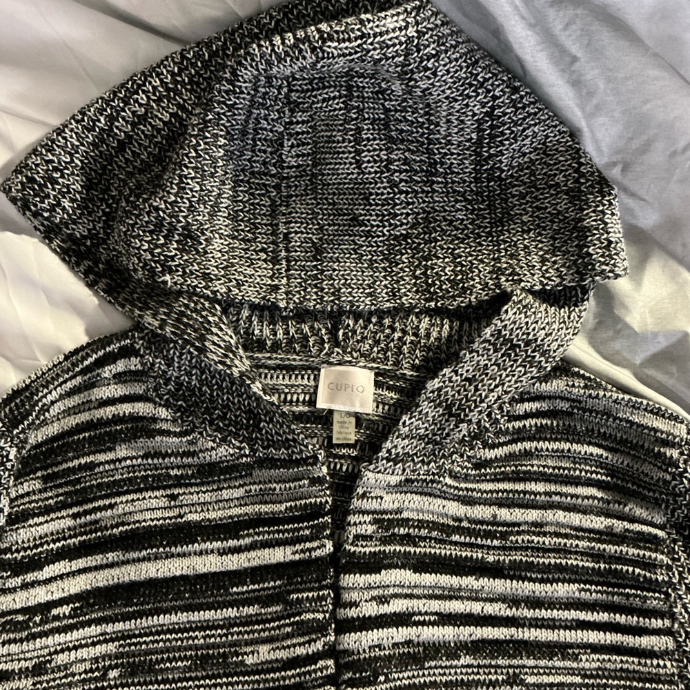 Cupio Marled Black & White Knit Zip Hoodie
